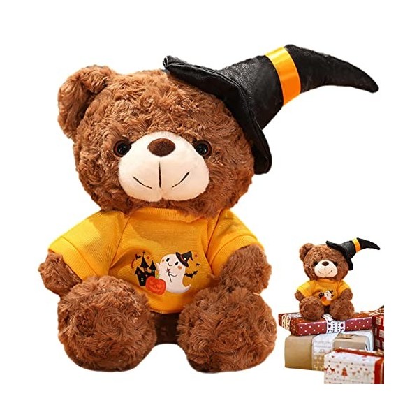 10 ours en peluche dHalloween | Ours mignon en peluche avec chapeau sorcière | Poupée en peluche pour Halloween, carnaval, a