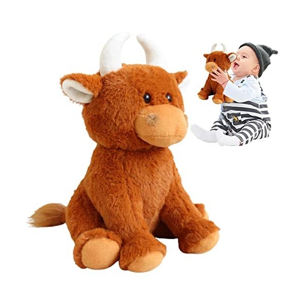 Hongjingda 5 Pcs Figurines en Peluche - Belle poupée en Vache Highland | Jouet en Dessin animé Figure doreiller, Jouet dani