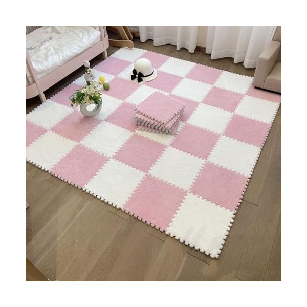 Dalles De Tapis Imbriquées 48 Pièces, Combinaison De Couleurs, Tapis De Sol en Mousse Puzzle en Peluche, Tapis De Jeu pour So