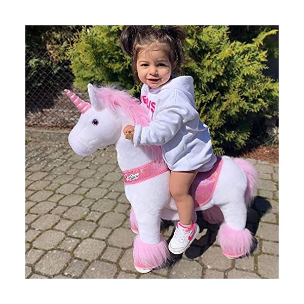 PonyCycle Officiel Classique U Série Balade en Peluche avec Une Licorne, Licorne Rose pour Les Enfants de 3 à 5 Ans, Petite T