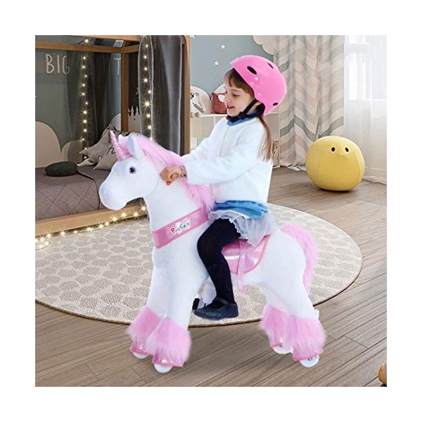 PonyCycle Officiel Classique U Série Balade en Peluche avec Une Licorne, Licorne Rose pour Les Enfants de 3 à 5 Ans, Petite T