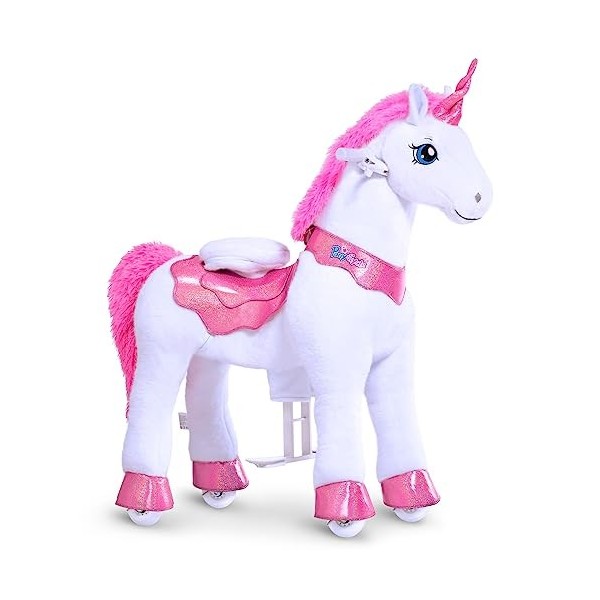 PonyCycle 2023 Nouvelle Modèle E Peluche Licorne à Bascule Porteur Enfant avec Frein Licorne Violette/Taille 3 pour 3-5 Ans 