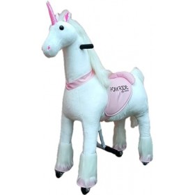 FINOOS Pony Ride Cheval à Bascule - Peluche sur Roues - Inline - Licorne - Cheval - Équitation - Peluche - MyPony - Cheval d