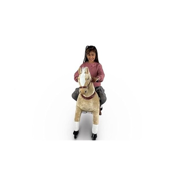 FINOOS Pony Ride Cheval à Bascule - Peluche sur Roues - Inline - Poney - Cheval - Équitation - Peluche - MyPony - Cheval déq