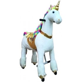 FINOOS Pony Ride Cheval à Bascule - Peluche sur Roues - Inline - Licorne - Cheval - Équitation - Peluche - MyPony - Cheval d