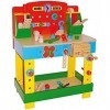 Small foot 1533 Ètabli "Tobi" en bois coloré, avec accessoires, outils, étau et rangements, à partir de 3 ans