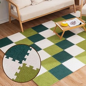 10 Pièces-38,7 Pieds Carrés Tapis De Sol en Mousse Puzzle en Peluche, Carreaux De Moquette Imbriqués De 24x24 Pouces, Tapis, 