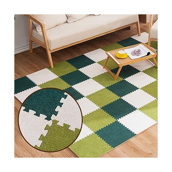 10 Pièces-38,7 Pieds Carrés Tapis De Sol en Mousse Puzzle en Peluche, Carreaux De Moquette Imbriqués De 24x24 Pouces, Tapis, 