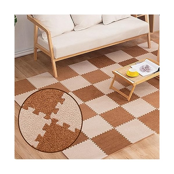 10 Pièces-38,7 Pieds Carrés Tapis De Sol en Mousse Puzzle en Peluche, Carreaux De Moquette Imbriqués De 24x24 Pouces, Tapis, 