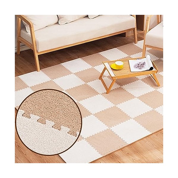 10 Pièces-38,7 Pieds Carrés Tapis De Sol en Mousse Puzzle en Peluche, Carreaux De Moquette Imbriqués De 24x24 Pouces, Tapis, 