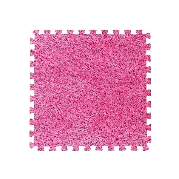 48 Pièces 0.39 Pouces Dépaisseur Fine Peluche 12X12 Pouces Brillant Imbriqué Tapis Mousse Carrelage Tapis Zone Tapis Salon T