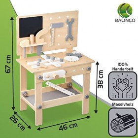 Balinco Banquette Enfant Bois, Atelier avec Outils pour Enfants, scie, équerre, Tournevis, Roues dentées, étau, Tableau, Acce
