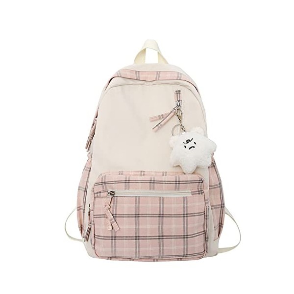 Sac à dos Kawaii pour fille – Cartable avec pendentif en peluche, sac à dos élégant et esthétique pour ordinateurs portables,