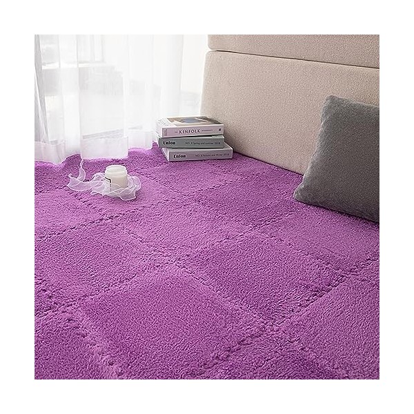 Moquette De Sol en Mousse Carrée Shaggy 30x 30 X 0,4 Po Tapis descalade Antidérapants en Peluche avec Bordure - Tapis De Puz