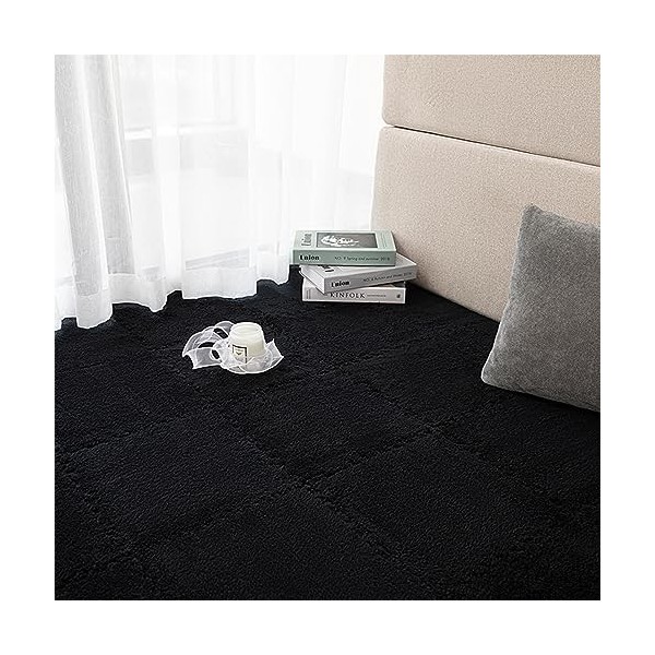 Moquette De Sol en Mousse Carrée Shaggy 30x 30 X 0,4 Po Tapis descalade Antidérapants en Peluche avec Bordure - Tapis De Puz