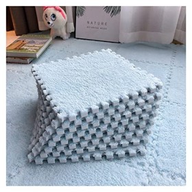 Dalles de Moquette Douces imbriquées avec Bordure, Ensemble de Tapis de Sol carrés en Mousse pelucheuse, Tapis de Puzzle Moel