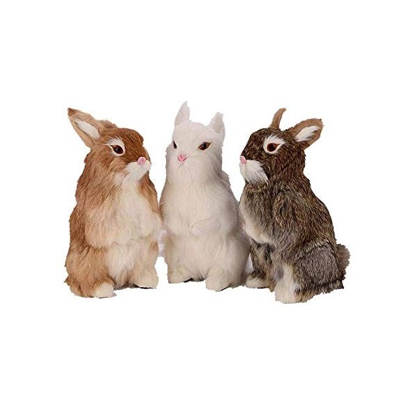 Modèle De Lapin Simulé - 3Pcs Jouet De Modèle De Lapin - Lapin Réaliste Artisanat Confortable - Modèle Animal De Simulation E