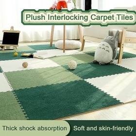Carreaux De Sol en Mousse en Peluche, Dalles De Moquette Carrées en Mousse en Peluche, Tapis De Puzzle De Tapis Dépissure De