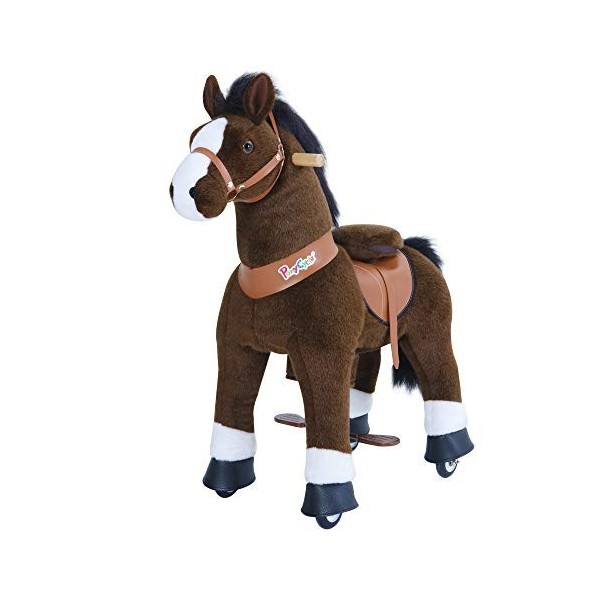 PonyCycle Officiel Classique U Série Montez sur Un Cheval Jouet Peluche Animal Marchant Cheval Brun foncé pour Les âges de 3 