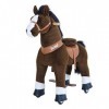 PonyCycle Officiel Classique U Série Montez sur Un Cheval Jouet Peluche Animal Marchant Cheval Brun foncé pour Les âges de 3 