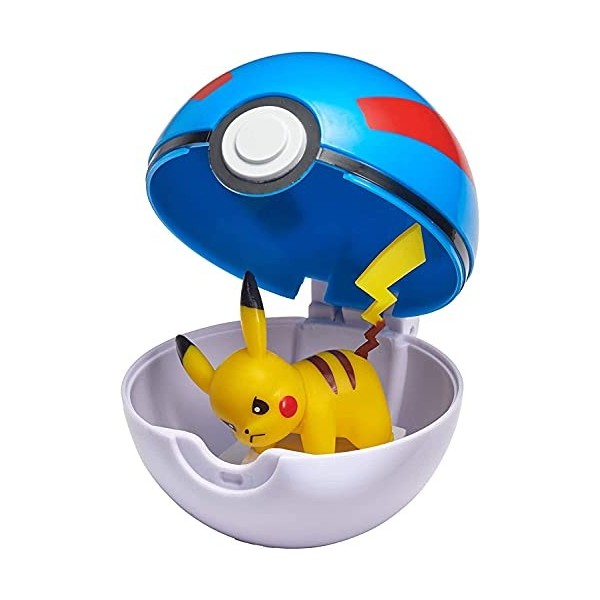 Pokémon Clip N Go Pikachu et Poké Ball, Contient 1 Figurine et 1 Poké Ball, New Wave 2021, sous Licence Officielle