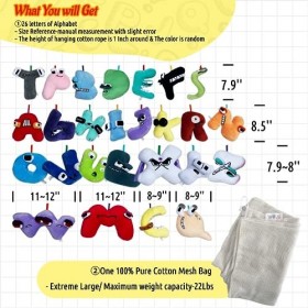 YuliUli Alphabet Lore-ABCDEFGHIJKLMNOPQRSTUVWXYZ Jouets en peluche Alphabet Lore – 26 lettres de lalphabet – Jouets en peluc