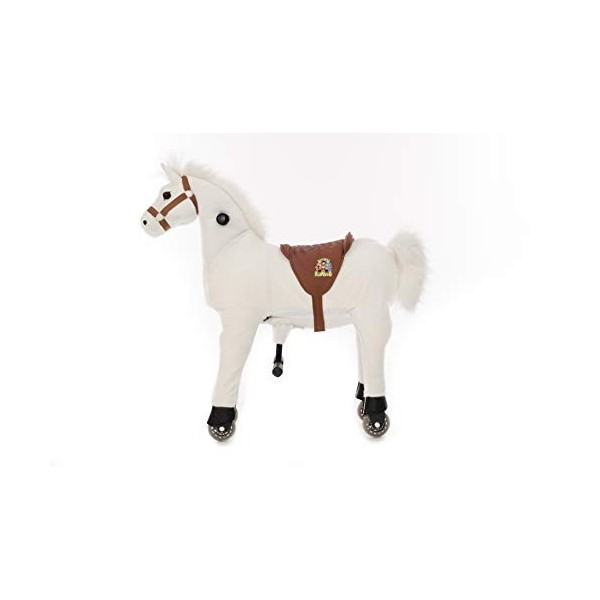 animal riding Snowy ARP011S Cheval déquitation pour Enfants à partir de 3 Ans Hauteur de Selle 56 cm avec roulettes Blanc Ta