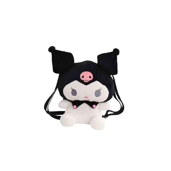 Kawaii Kuromi Sac à dos en peluche pour filles et femmes Motif dessin animé mignon Noir