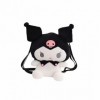 Kawaii Kuromi Sac à dos en peluche pour filles et femmes Motif dessin animé mignon Noir