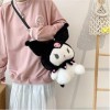 Kawaii Kuromi Sac à dos en peluche pour filles et femmes Motif dessin animé mignon Noir