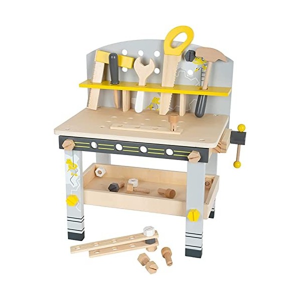 Small Foot 11805 établi Miniwob Kompakt en Bois, avec de Nombreux Accessoires et Un Jeu de vis, pour Les Enfants à Parti Toys