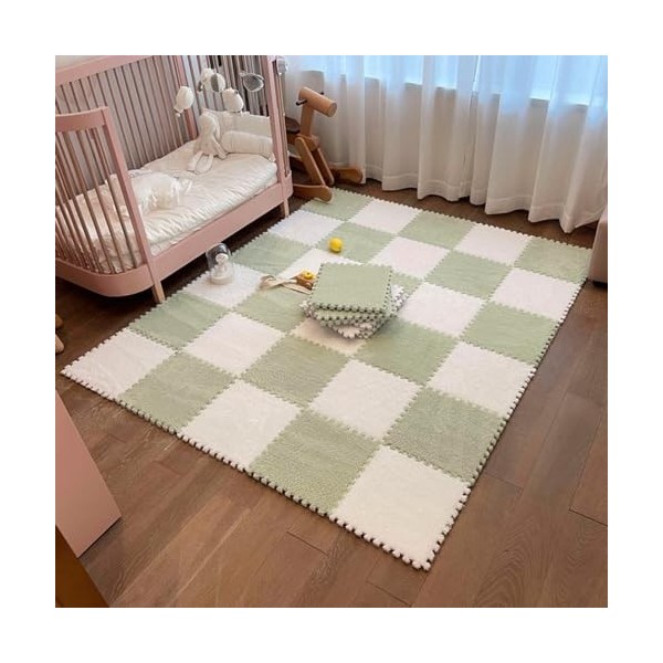 Tapis De Sol en Mousse Pelucheux, 60 Pièces, Carreaux De Moquette Emboîtables, Tapis De Zone, Tapis De Jeu, Salon, Chambre à 