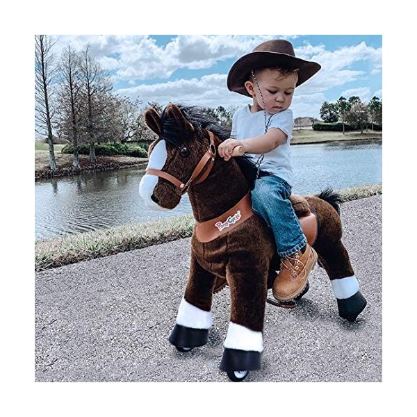 PonyCycle Officiel Classique U Série Balade à Cheval Jouet Animaux en Peluche Animaux promeneurs Cheval Brun foncé pour Les E