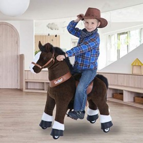 PonyCycle Officiel Classique U Série Balade à Cheval Jouet Animaux en Peluche Animaux promeneurs Cheval Brun foncé pour Les E
