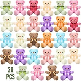 Jerify Lot de 28 ours en peluche de 30,5 cm avec nœud en ruban en 10 couleurs pour enfants, garçons, filles, Noël, mariage, é