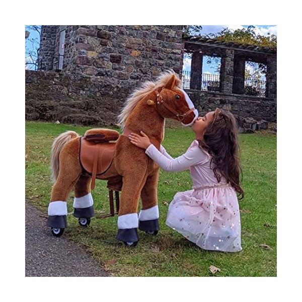 PonyCycle Officiel Classique U Série à Cheval Jouet en Peluche Animal Marchant Cheval Brun pour Les Enfants de 4 à 9 Ans Tail