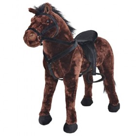 Cheval en peluche debout marron foncé XXL avec couleur : marron foncé
