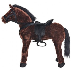 Cheval en peluche debout marron foncé XXL avec couleur : marron foncé