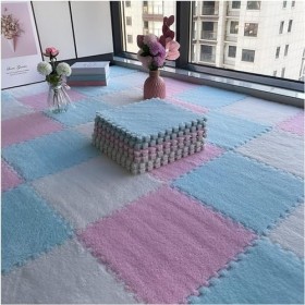 SYkbb Lot de 50 Dalles de Moquette en Mousse emboîtables en Peluche, Dalles de Sol emboîtables, Tapis emboîtables en Mousse E