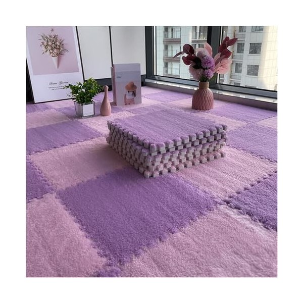 SYkbb Lot de 50 Dalles de Moquette en Mousse emboîtables en Peluche, Dalles de Sol emboîtables, Tapis emboîtables en Mousse E