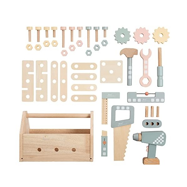 howa Boîte à outils pour enfants en bois avec 45 pièces daccessoires 4907