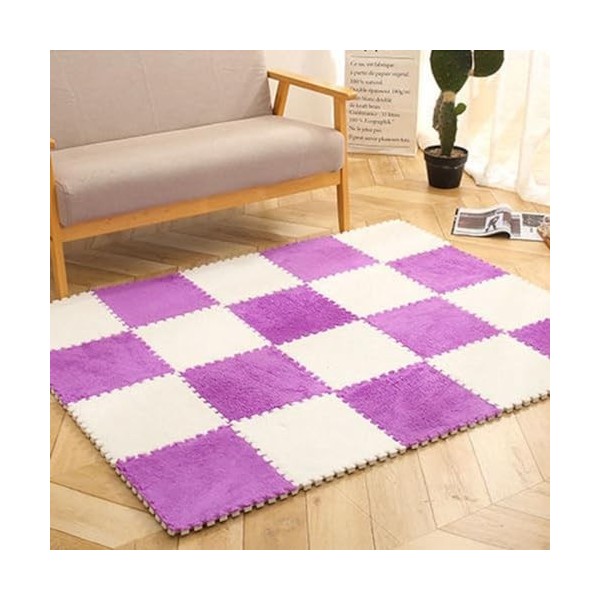 80 Dalles De Moquette Hirsutes Emboîtables, Tapis De Sol en Mousse Douce en Peluche, Tapis Moelleux, Dalles De Protection, Ta