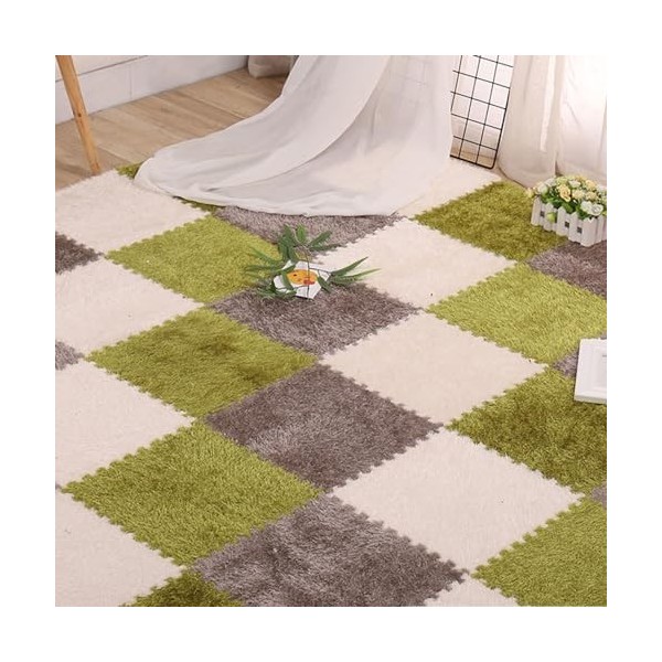 Tapis De Jeu à Emboîtement en Peluche Coloré, Dalles De Tapis dexercice, Tapis De Sol en Mousse Puzzle, pour Protéger Le Sol