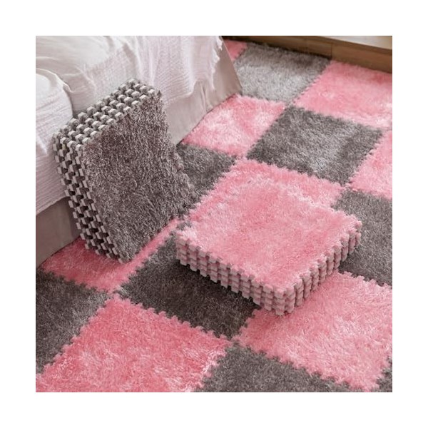 Tapis De Jeu à Emboîtement en Peluche Coloré, Dalles De Tapis dexercice, Tapis De Sol en Mousse Puzzle, pour Protéger Le Sol