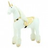 Sweety Toys 11308 Cheval debout en peluche Licorne solide XXL Hauteur 130 cm Cheval déquitation avec base en acier