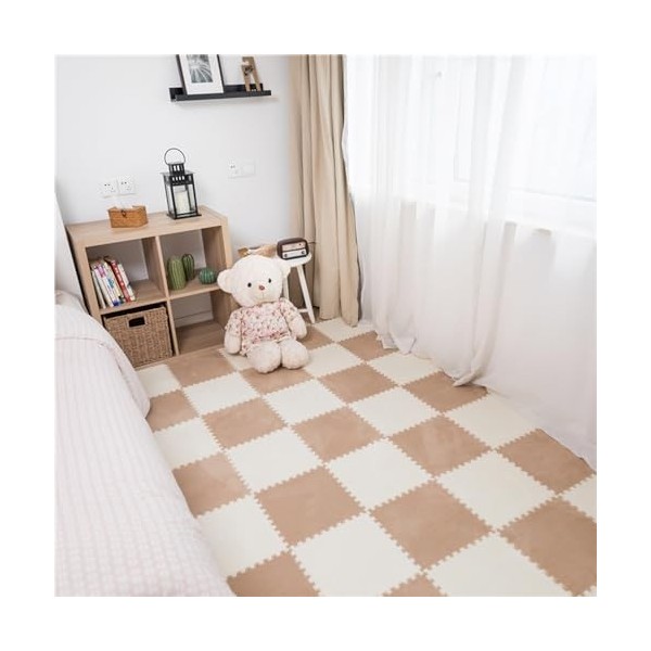 Tapis De Sol De Puzzle Doux en Peluche 12x12 Pouces, Tapis De Mousse Entre Verrouillage, Carreaux De Tapis De Sol, Tapis Hirs