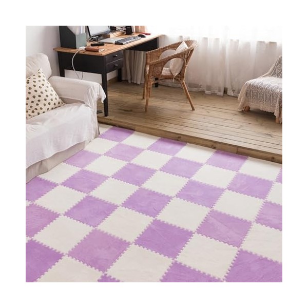 Tapis De Sol De Puzzle Doux en Peluche 12x12 Pouces, Tapis De Mousse Entre Verrouillage, Carreaux De Tapis De Sol, Tapis Hirs