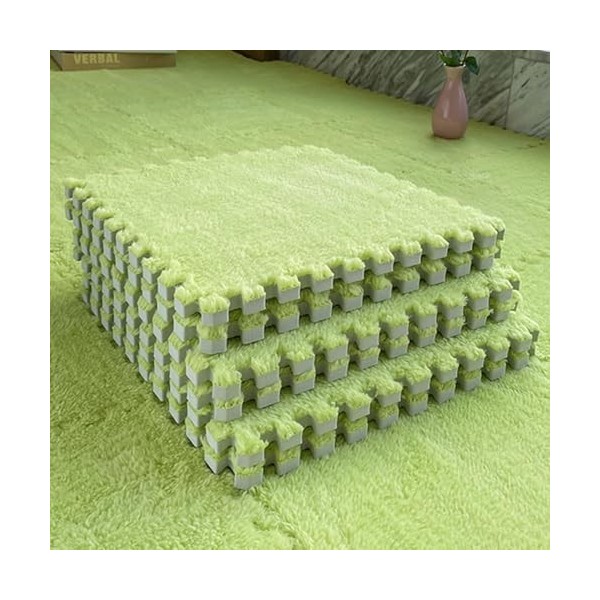 Tapis De Sol en Mousse Pelucheux, 80 Pièces, Tapis Carré Emboîtable, Tapis De Jeu Antidérapant, 12 Pouces Color:White 