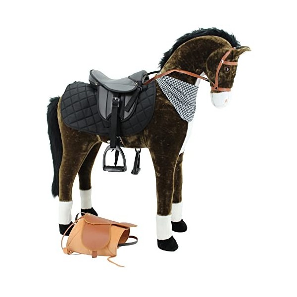 Sweety Toys 14132 Cheval Debout en Peluche avec Selle et étriers 110 cm