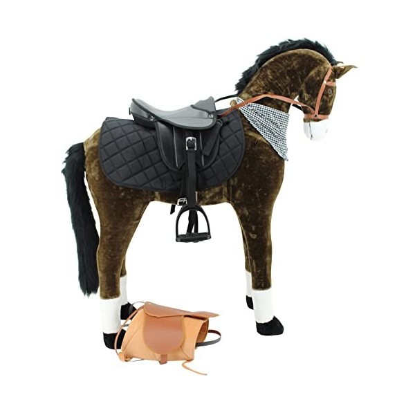 Sweety Toys 14132 Cheval Debout en Peluche avec Selle et étriers 110 cm